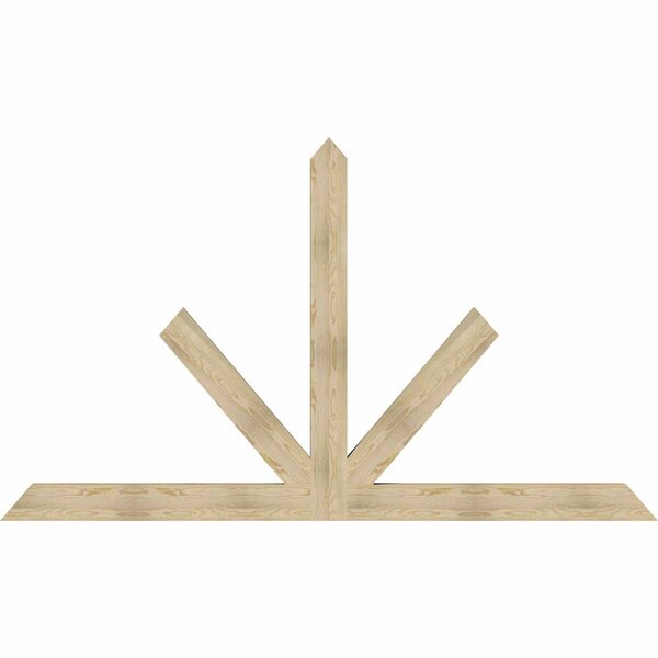 Ekena Millwork Saratoga Rough Sawn Timber Gable Bracket, Douglas Fir, 108"W x 63"H x 4"D x 6"F, 14/12 Pitch GBW108X63X0406SAR00RDF - main